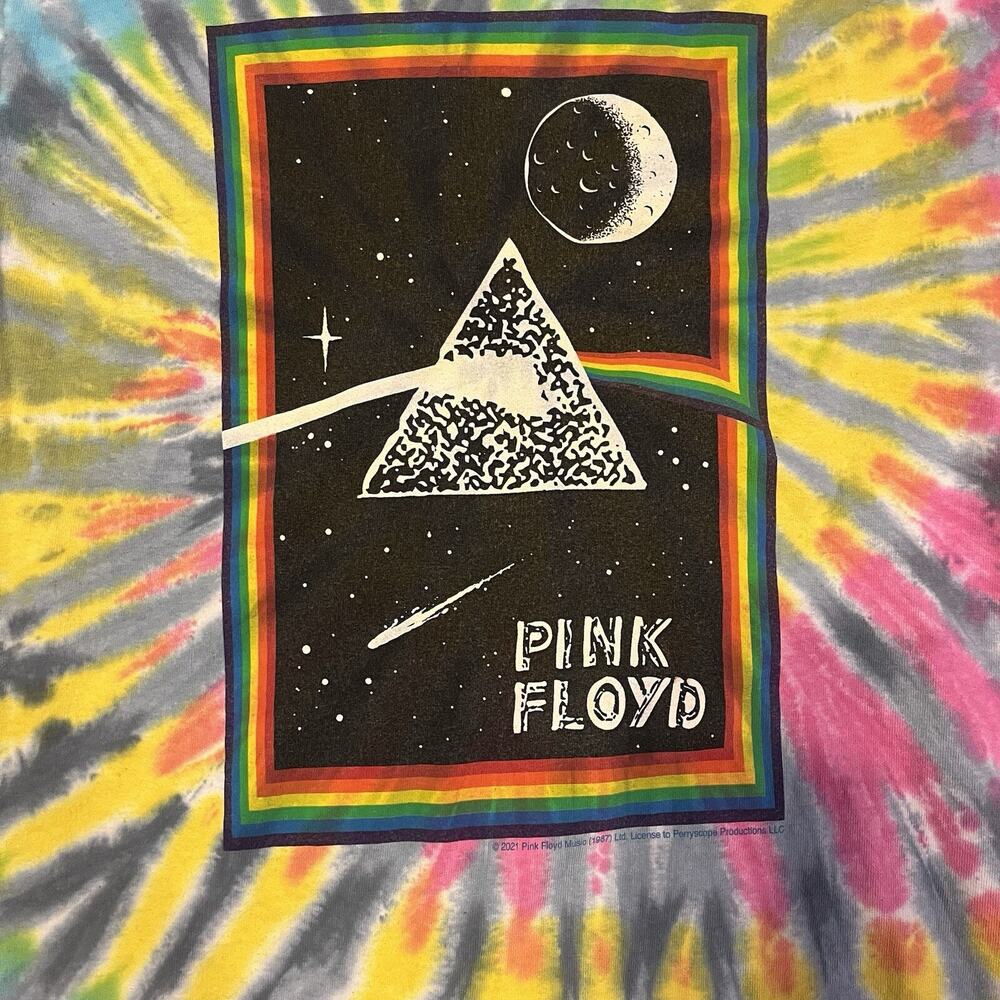 Liquid Blue Pink Floyd Prism Moon Tie-Dye T-Shirt Size M - Picture 2 of 6